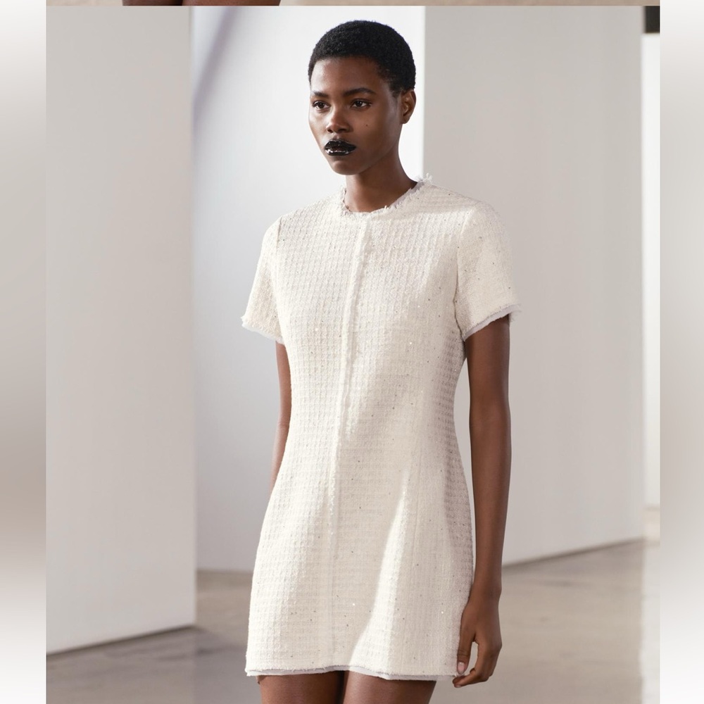 Zara viral Short structured tweed dress
